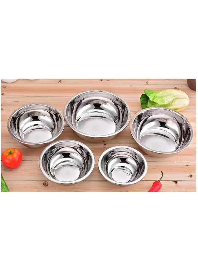 FYLX 5 Set of Stainless Steel Mixing Bowls  Versatile Salad Bowl Set with EasyGrip and Stability Design Ideal for Cooking Baking and Prepping Easy to Clean and Maintain - Image 3