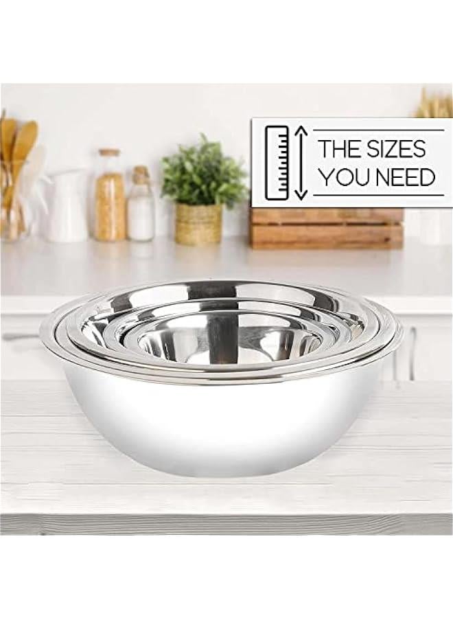FYLX 5 Set of Stainless Steel Mixing Bowls  Versatile Salad Bowl Set with EasyGrip and Stability Design Ideal for Cooking Baking and Prepping Easy to Clean and Maintain - Image 4