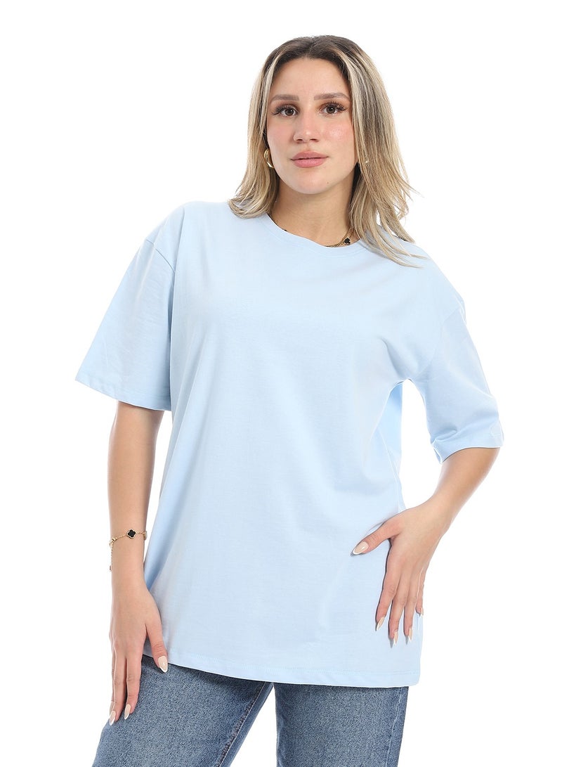 Andora Oversized Plain Cotton T-Shirt_ Baby Blue - Image 1