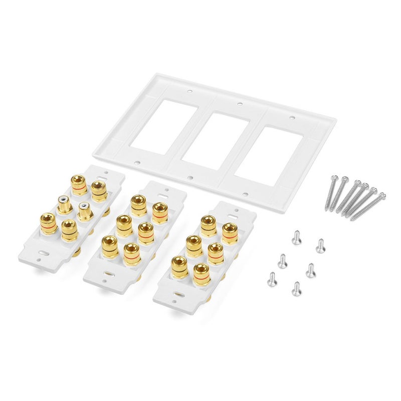 ICESPRING 5 6 7.1/7.2 or 8.1/8.2 One or Two Subwoofer Compatible 16 Banana Post and 2 RCA Speaker Wall Plate for Home Theater Audio - Image 4