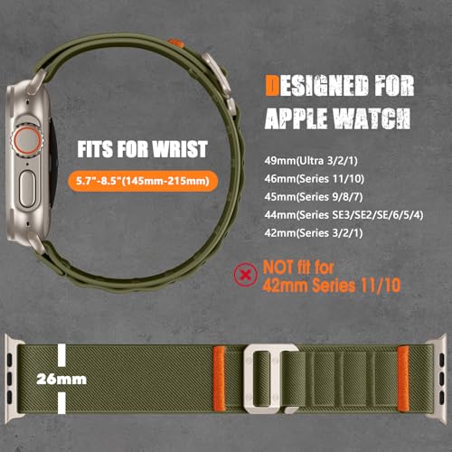 Bandletic Compatible with Apple Watch Bands 44mm Men Women, Wide Soft Stretchy Loop Sport Bands with G-Hook for iWatch 49mm(Ultra 3/2/1),46mm(11/10),45mm(9/8/7),44mm(SE3/SE2/SE/6/5/4),42mm(3/2/1) - Image 4