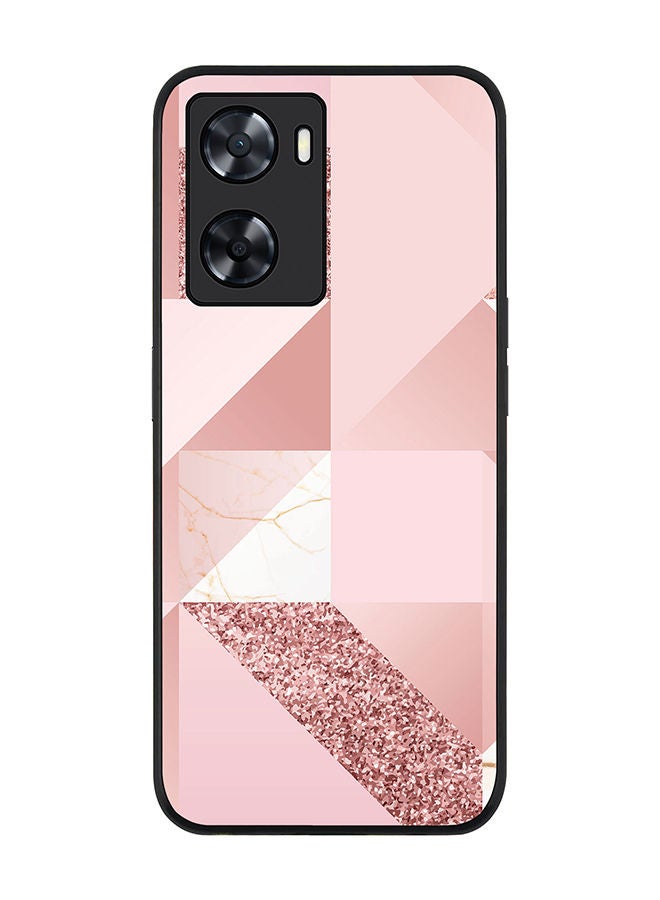 Stylizedd Rugged Black edge case for Oppo A57 4G/Oppo A77 4G/Oppo A77s Slim fit Soft Case Flexible Rubber Edges Anti Drop TPU Gel Thin Cover - Marble Pink Geometric - Image 1