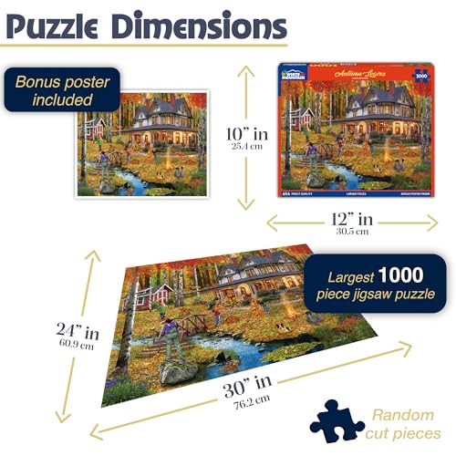 White Mountain 1000 Piece Jigsaw Puzzle Fall House Puzzles with Large Pieces Gift for Adults and Family 24x30 Autumn Leaves - Image 5