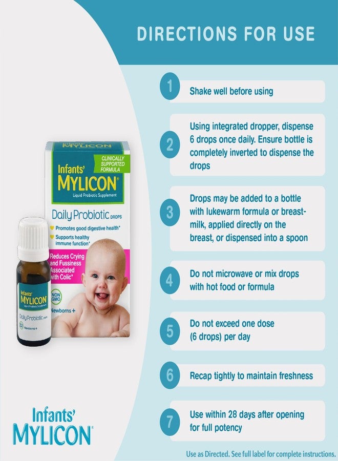 Mylicon Infants' Mylicon Daily Probiotic Drops, for Colic and Fussiness, 8mL, 21 Daily Doses - Image 4
