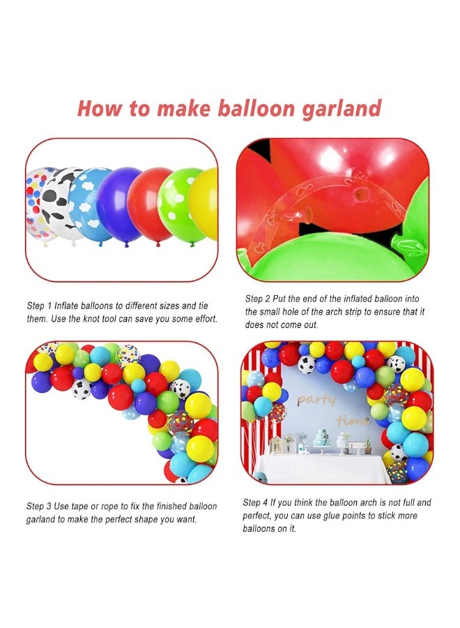 Amandir 152Pcs Toy Inspired Story Balloons Arch Garland Kit, Cow Pattern Cloud Yellow Red Blue Green Confetti Latex Balloons for Kids Toy Inspired Story Theme Birthday Party Supplies Decorations - Image 2