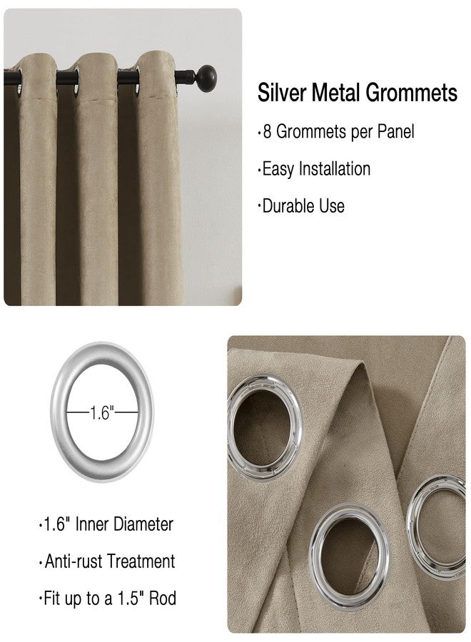 راندال ستارة راندال بلون الجمل البني، معزولة حراريًا، تحجب الضوء والضوضاء بنسبة 95%، مصنوعة من جلد سويدي صناعي فائق النعومة، مناسبة لغرف النوم والمعيشة. طقم من ستارتين مع حلقات معدنية، مقاس 52 بوصة عرضًا × 84 بوصة طولًا. - Image 4