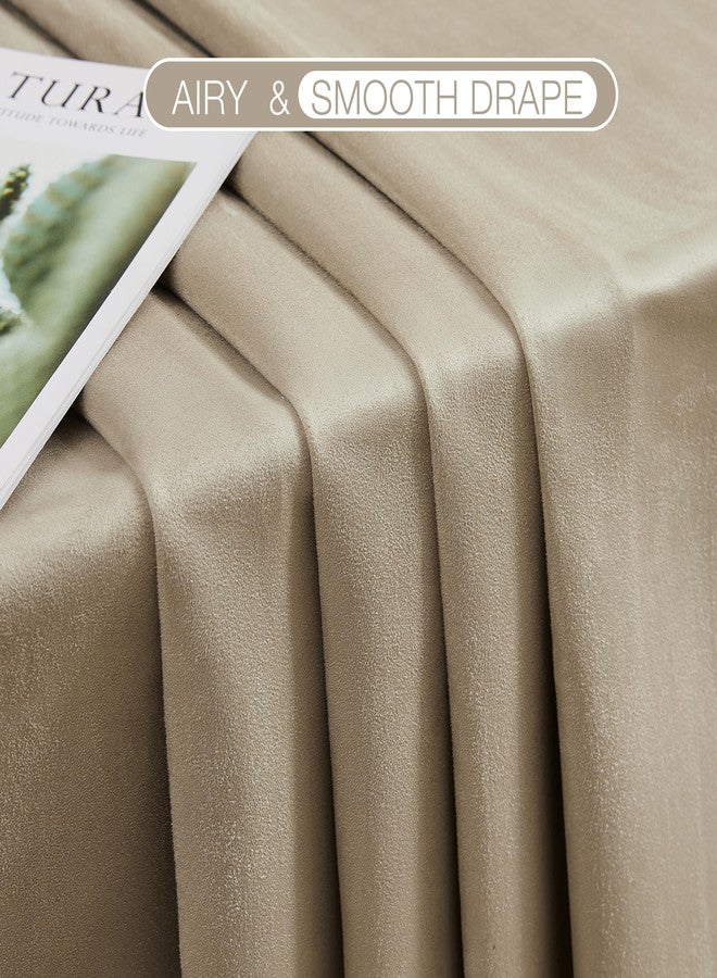 راندال ستارة راندال بلون الجمل البني، معزولة حراريًا، تحجب الضوء والضوضاء بنسبة 95%، مصنوعة من جلد سويدي صناعي فائق النعومة، مناسبة لغرف النوم والمعيشة. طقم من ستارتين مع حلقات معدنية، مقاس 52 بوصة عرضًا × 84 بوصة طولًا. - Image 2