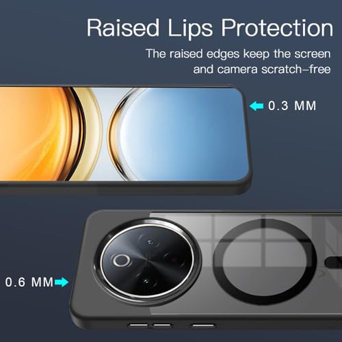 KARWAN Translucent Hybrid Back Case Cover Compatible with Vivo Y300 Pro Shockproof Case with Camera Protection, N52 Magnet Cover Case with Magnetic MagEaze Wireless Charging Cover (Black) - Image 4