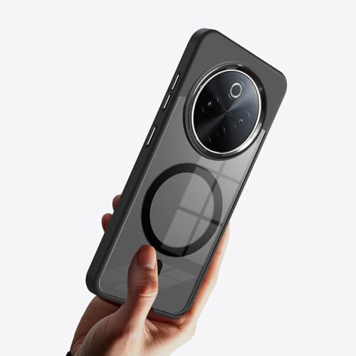 KARWAN Translucent Hybrid Back Case Cover Compatible with Vivo Y300 Pro Shockproof Case with Camera Protection, N52 Magnet Cover Case with Magnetic MagEaze Wireless Charging Cover (Black) - Image 5