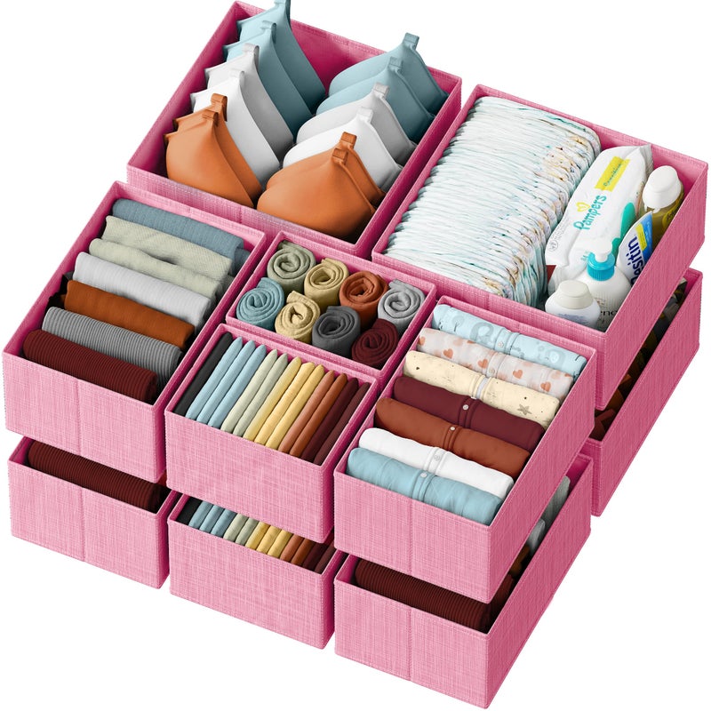 Drawer Organizer Set of 12 Pink  Nursery Bedroom Closet Organizer  Storage