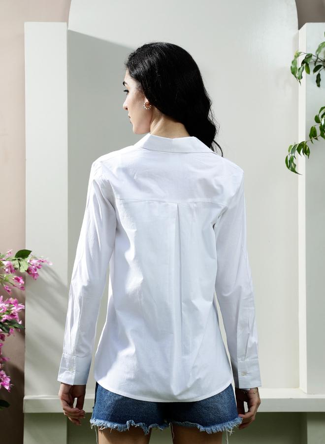 Athena White Floral Embroidered Long Sleeve Shirt - Image 5