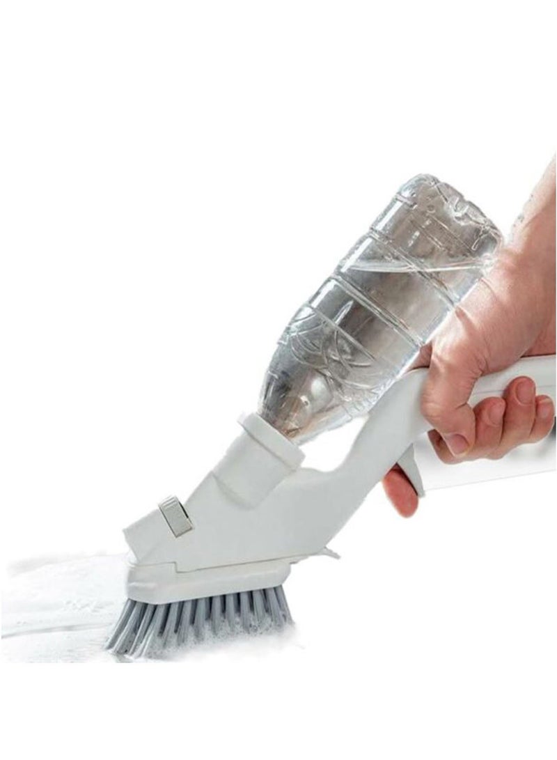 Multi-use 5-Piece Kitchen and Home Cleaning Brush Set, Water Spray Brush and Soap Dispenser with Interchangeable Heads for Powders, Glass, and Sink - White & Gray - Image 3