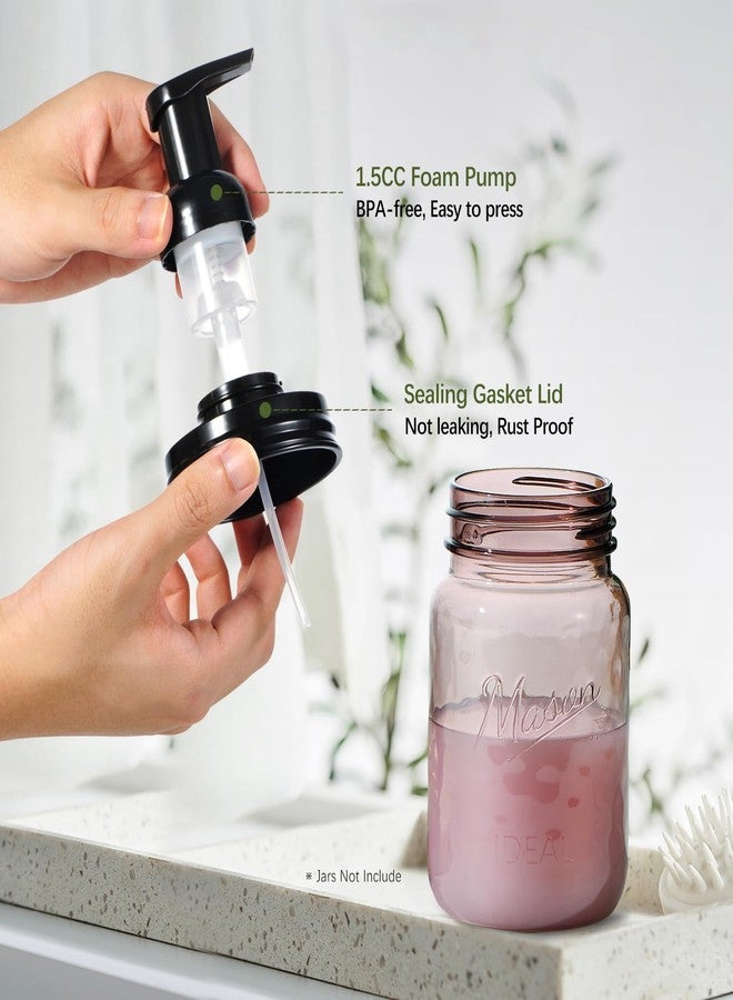 Amolliar Mason Jar Foaming Soap Dispenser Lids, Plastic Foam Pump Lids for Regular Mouth, Foaming Replacement Pump Set, Farmhouse Kitchen BathroomShower, Includes Waterproof Stickers - 4 Pack, Black - Image 3