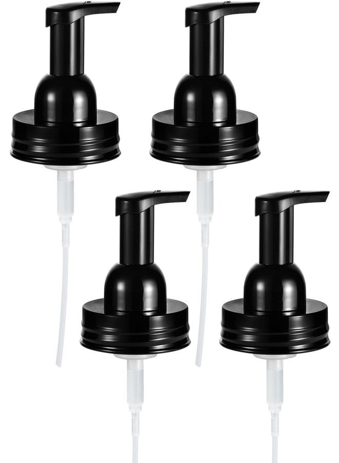 Amolliar Mason Jar Foaming Soap Dispenser Lids, Plastic Foam Pump Lids for Regular Mouth, Foaming Replacement Pump Set, Farmhouse Kitchen BathroomShower, Includes Waterproof Stickers - 4 Pack, Black - Image 1