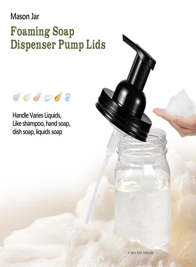 Amolliar Mason Jar Foaming Soap Dispenser Lids, Plastic Foam Pump Lids for Regular Mouth, Foaming Replacement Pump Set, Farmhouse Kitchen BathroomShower, Includes Waterproof Stickers - 4 Pack, Black - Image 2
