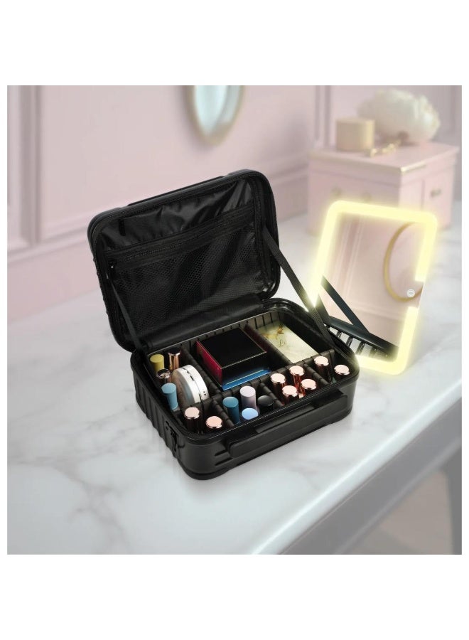 Porodo Lifestyle Travel Makeup Bag with Detachable LED Mirror, Adjustable Brightness & USB-C - Image 1