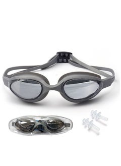 Dolphin G-102 Anti-Fog Swim Goggles Mirror Lens With Box & Ear Plugs, Grey 