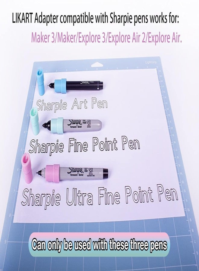 LIKART مجموعة محولات أقلام لأجهزة Cricut Maker 4/3/Maker/Explore 3/Air 2/Air، عبوة من 6 قطع، متوافقة مع أقلام التحديد الدائمة من Sharpie/أقلام التحديد الدائمة من Sharpie/أقلام التحديد ذات الرأس اللبادي من Sharpie، أقلام تحديد ذات رأس لبادي رفيع (0.4 مم) - Image 2