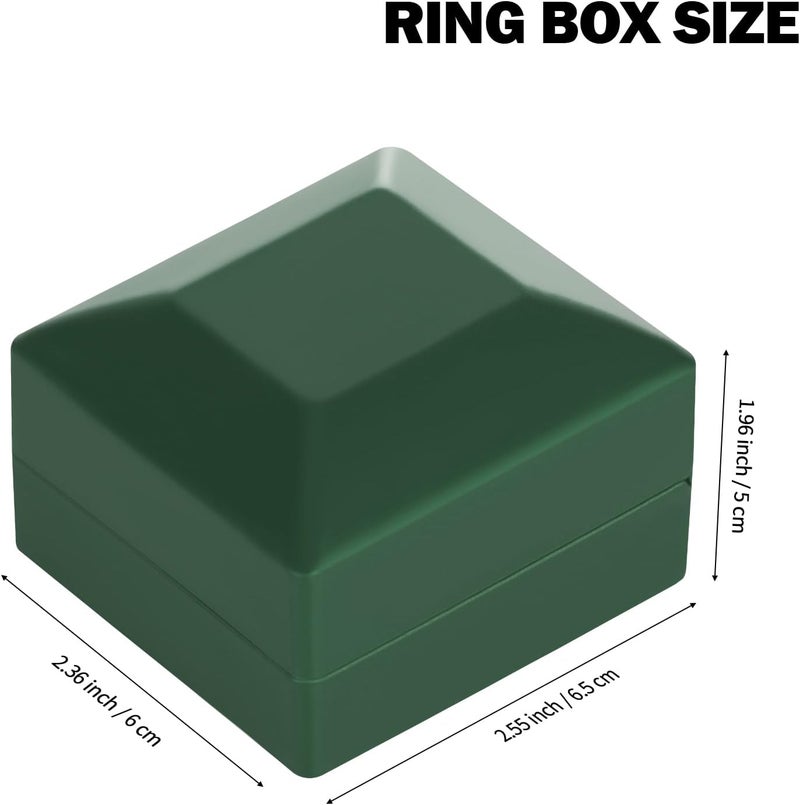 LETURE LED Ring Earring Box for Proposal, Wedding, Engagement， Luxury Jewelry Gift Box with LED Light, Jewellry Display Box (Green) - Image 3