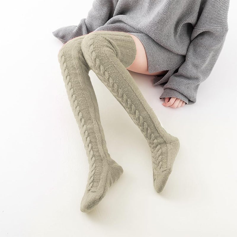 Pcavin Women's Thigh High Socks Over the Knee Cable Knit Boot Socks, Long Warm Fashion Leg Warmers Winter - Image 1