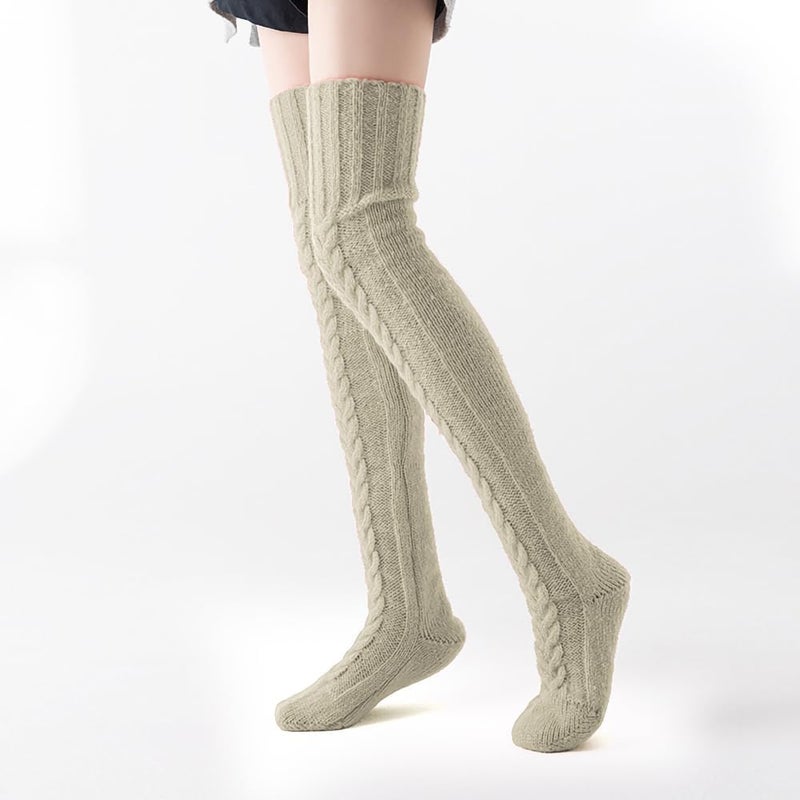 Pcavin Women's Thigh High Socks Over the Knee Cable Knit Boot Socks, Long Warm Fashion Leg Warmers Winter - Image 2