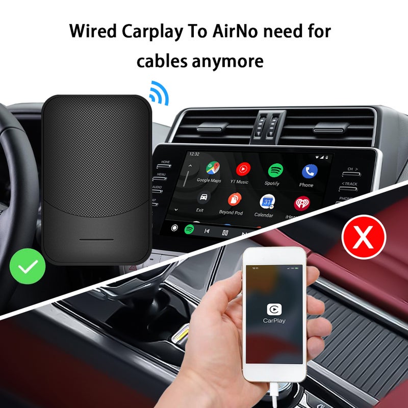 صندوق CarPlay من الأسلكي إلى اللاسلكي / محول Android Auto من الأسلكي إلى اللاسلكي للسيارة / محول CarPlay قابل للتوصيل والتشغيل العام للسيارة / قطعة إكسسوары ترفيهية للسيارة - Image 3