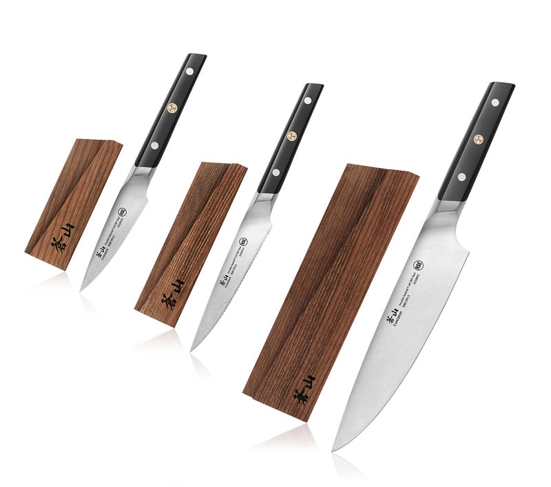 Cangshan TC Series 1021196 Swedish 14C28N Steel Forged 3Piece Starter Knife Set with Wood Sheaths