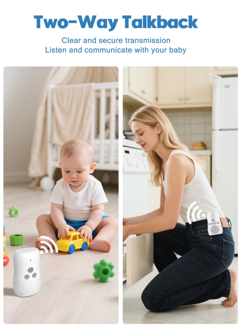 Xkimos Baby Audio Monitor, Audio Baby Care Monitor, Wireless Rechargeable Baby Care Monitor, High Sensitivity Microphone and Speaker with Night Light, White - Image 2