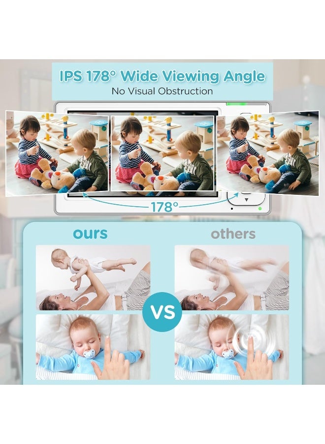 Blemil Baby Monitor, 4.3 Inch IPS Split-Screen Monitor with 29-Hour Battery, Pan/Tilt/Zoom Video Baby Monitor with 2 Cameras and Audio, No WiFi, 2 x Zoom - Image 4