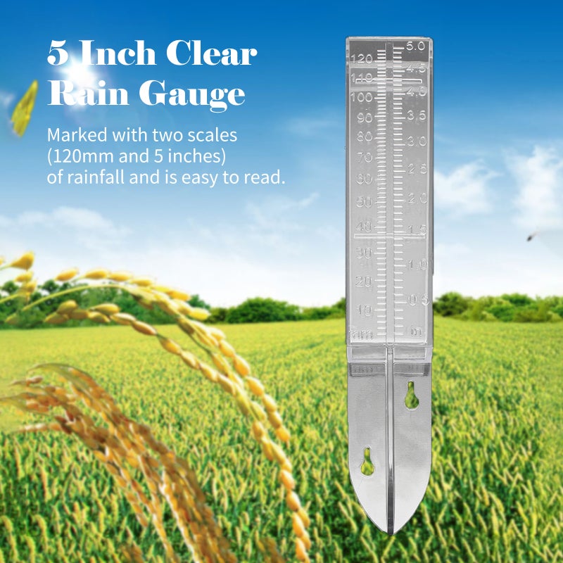 5 Inch Rain Gauge Plastic Clear Rain Water Meter for Lawn Yard Garden Outdoor Home - Image 3