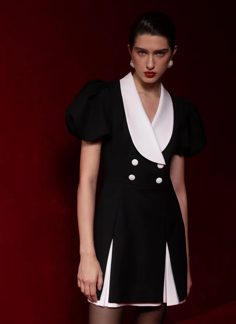 Lichi Vintage-style mini dress with puff sleeves