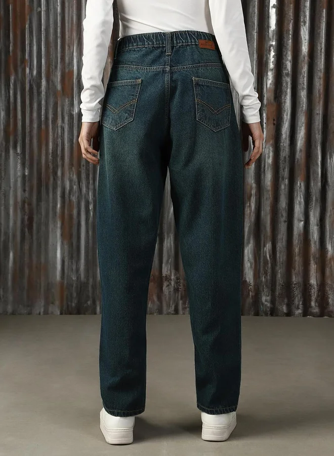 HIGH STAR High Rise Faded Regular Fit Jeans