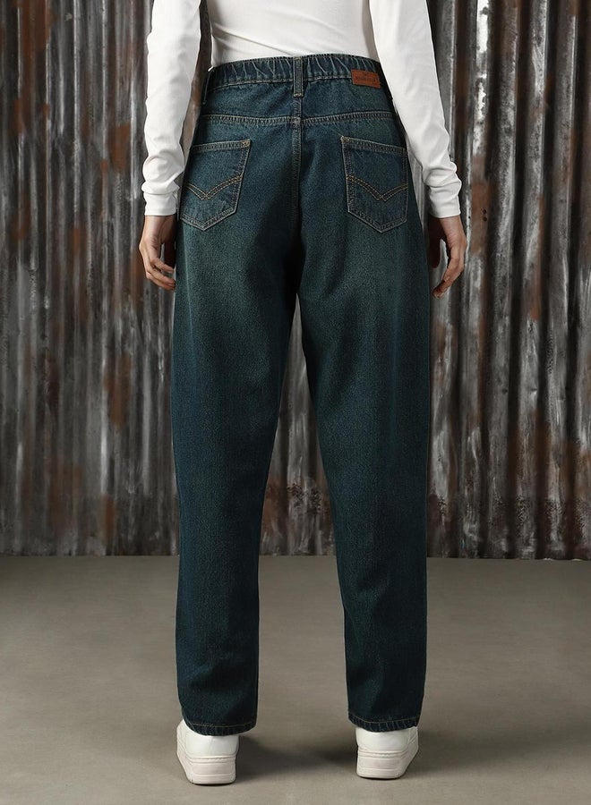 هاي ستار جينز بقصة منتظمة وخصر مرتفع بتأثير باهت - Image 3