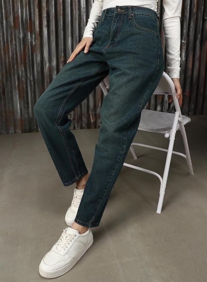 هاي ستار جينز بقصة منتظمة وخصر مرتفع بتأثير باهت - Image 5