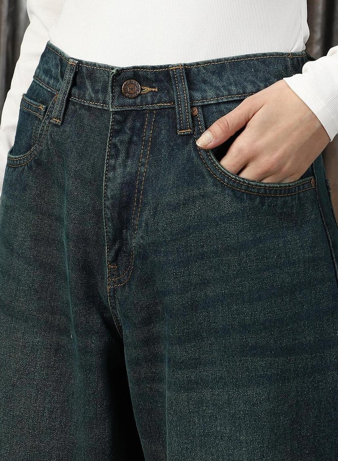 هاي ستار جينز بقصة منتظمة وخصر مرتفع بتأثير باهت - Image 4