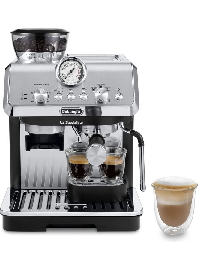 De'Longhi La Specialista Arte Barista Pump Espresso Coffee Machine With Burr Grinder, Temperature Control, Professional Latte Art Wand, Hot Water Spout For Americano And Tea 1.7 L 1600 W EC9155MB Silver/Black - Image 1