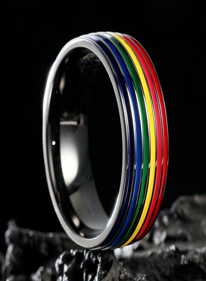 King Will 8mm Rainbow Stainless Steel Ring Pride Ring Wedding Ring for Men Women(11) - Image 2