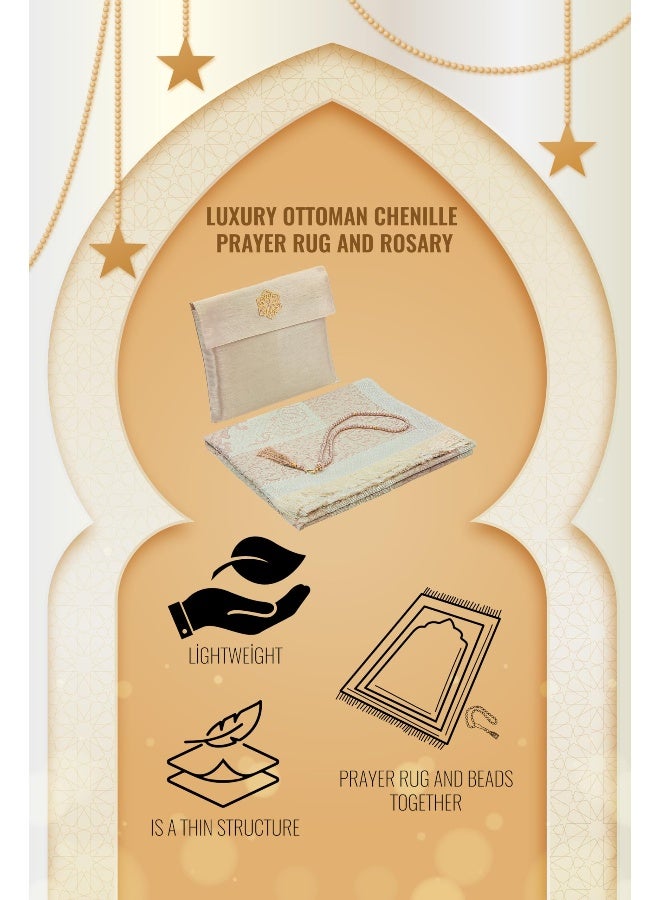 ihvan Online Muslim Prayer Rug and Beads with Portable Elegant Fabric Bag, Janamaz, Sajadah, Soft Islamic Prayers Rug, Islamic Gifts for Eid Ramadan, Travel Prayer Carpet Mat, Taffeta Fabric, Black - Image 3