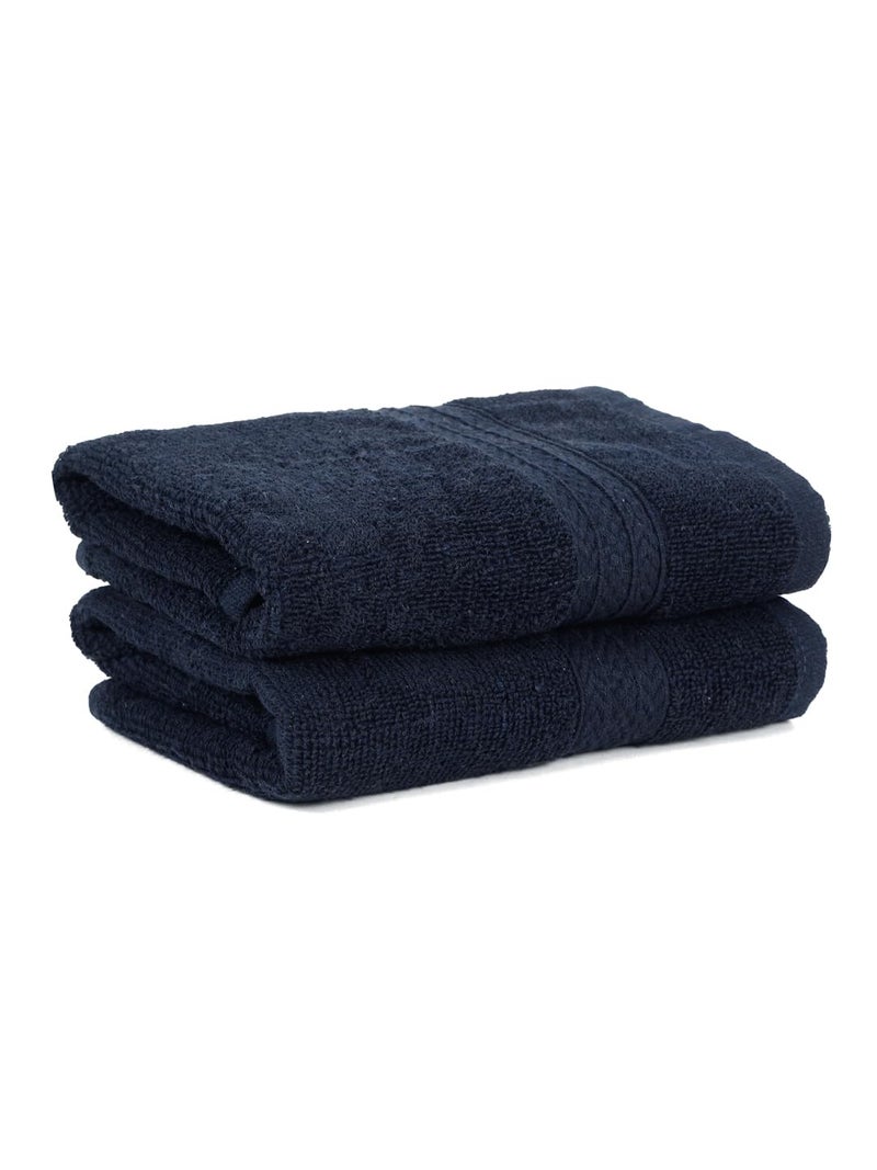 CREEVA Classic Cotton Hand Towel Set of 2 | Luxurious 545 GSM | 60 x 40 cm - Deep Navy - Image 3