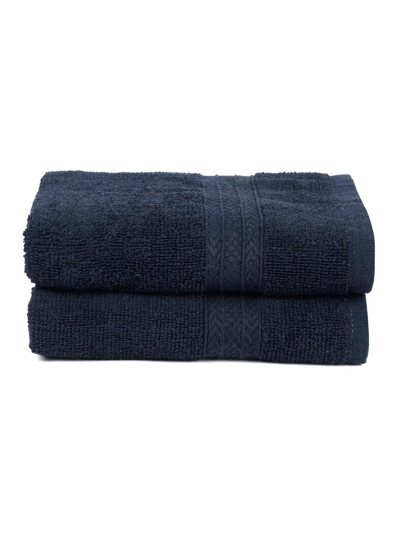 CREEVA Classic Cotton Hand Towel Set of 2 | Luxurious 545 GSM | 60 x 40 cm - Deep Navy - Image 1
