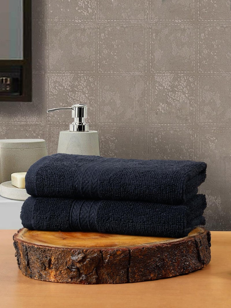 CREEVA Classic Cotton Hand Towel Set of 2 | Luxurious 545 GSM | 60 x 40 cm - Deep Navy - Image 2