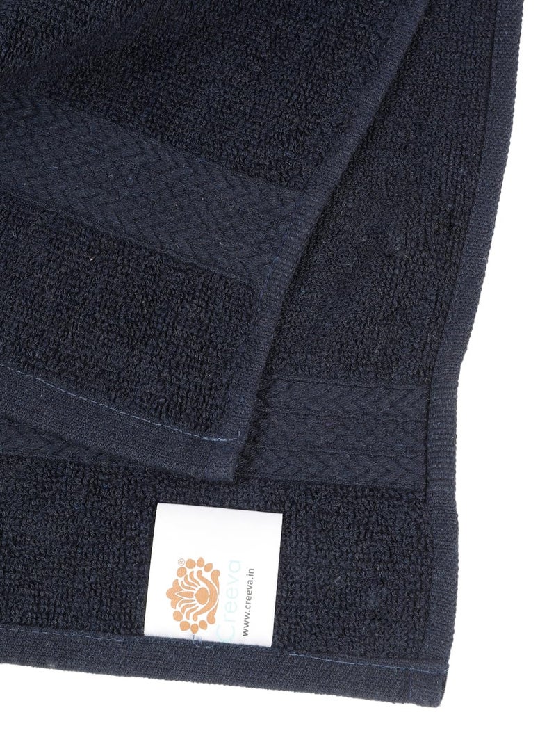 CREEVA Classic Cotton Hand Towel Set of 2 | Luxurious 545 GSM | 60 x 40 cm - Deep Navy - Image 4