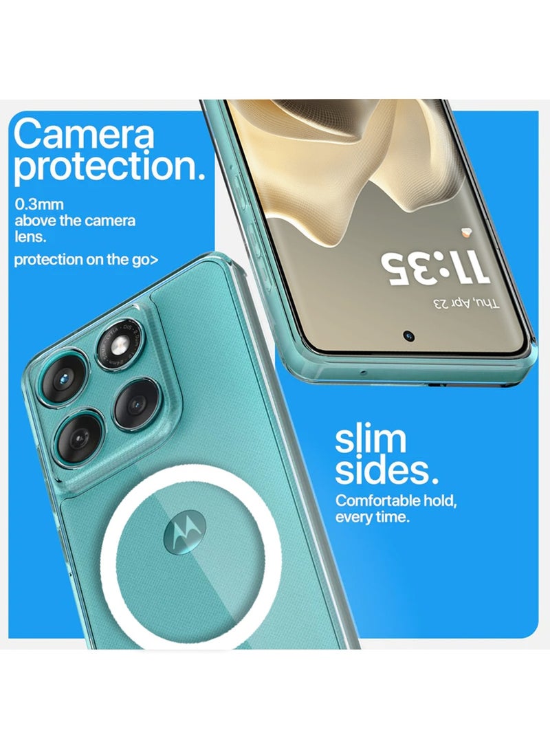 Techie Motorola Edge 60 Pro 5G Case with MagSafe – Slim, Anti-Yellowing Transparent Back Cover with Camera Lens Protection, Magnetic Holder Wireless Charging Compatible - Clear - Image 5