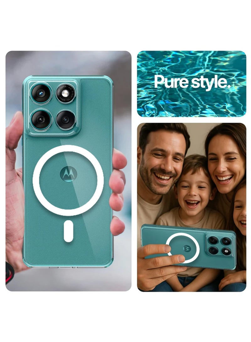 Techie Motorola Edge 60 Pro 5G Case with MagSafe – Slim, Anti-Yellowing Transparent Back Cover with Camera Lens Protection, Magnetic Holder Wireless Charging Compatible - Clear - Image 3