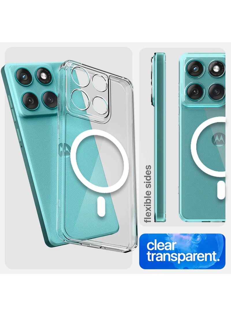 Techie Motorola Edge 60 Pro 5G Case with MagSafe – Slim, Anti-Yellowing Transparent Back Cover with Camera Lens Protection, Magnetic Holder Wireless Charging Compatible - Clear - Image 2