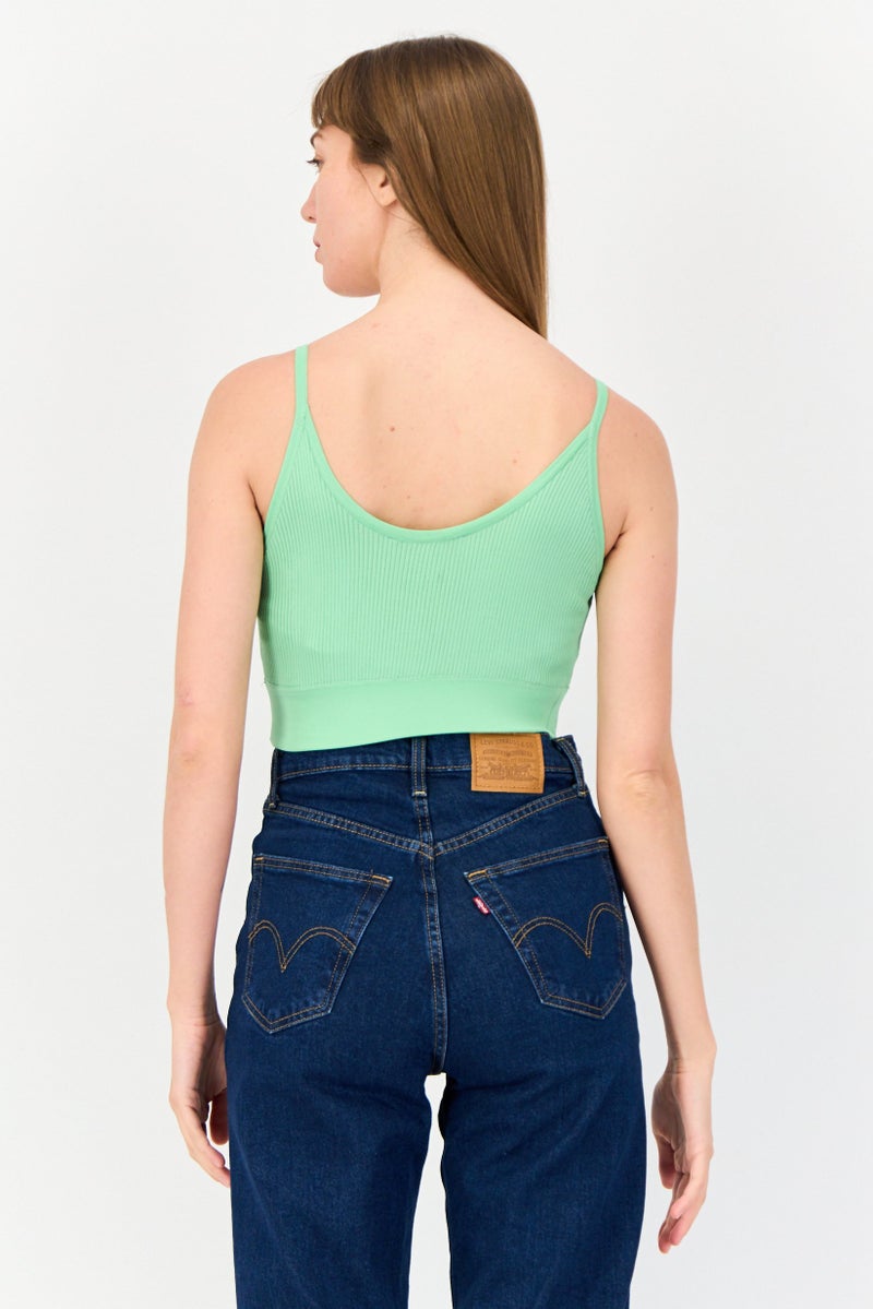 ONLY Women V Neck Sleeveless Textured Tank Top, Mint Green - Image 2