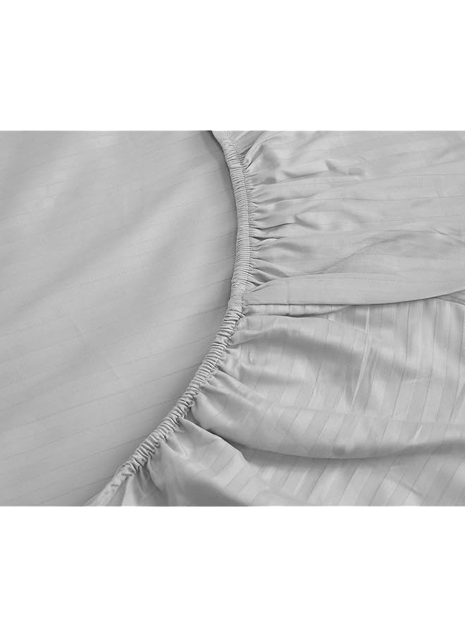 Hotel Linen Klub Double Fitted Sheet 100 Percent Cotton 250Tc Sateen 1Cm Stripe Size: 150  - Image 2