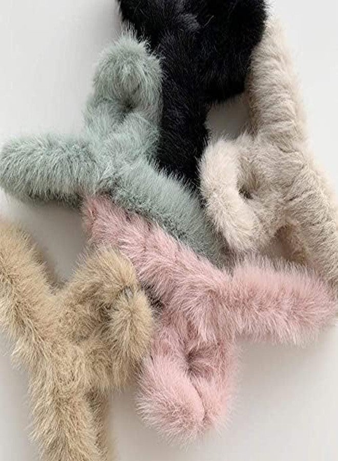KARDIFF Hair Claw Clips | Hair Clips For Women Hair Accessories | Faux Fur Hair Clips | Multicolor Hair Clutcher (Pack of 6) - Image 4