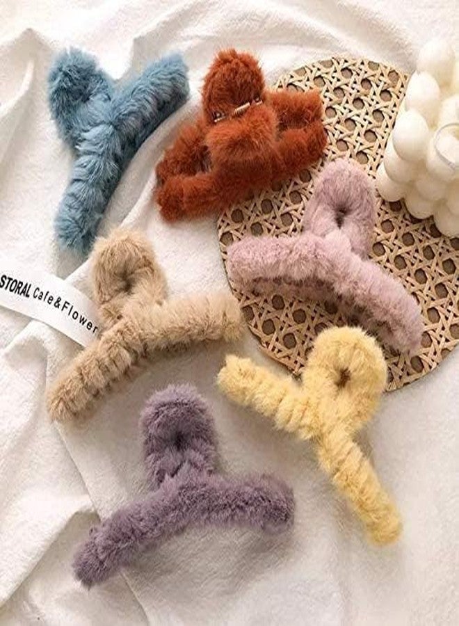 KARDIFF Hair Claw Clips | Hair Clips For Women Hair Accessories | Faux Fur Hair Clips | Multicolor Hair Clutcher (Pack of 6) - Image 2
