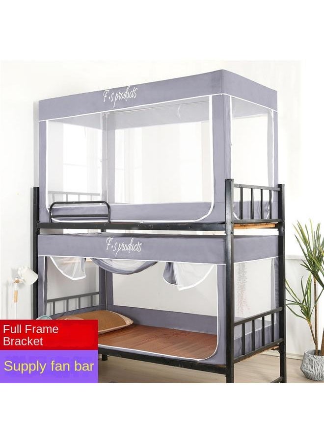 Top And Bottom Bunk Of College Student Dormitory Single Iron Frame Bed Mosquito-proof And Dust-proof Top 90cm Bracket Seat Bed Zipper Bedroom Mosquito Net